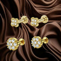 Gold Clover Labret Stud Earrings – Elegant Sparkling Combo Pack