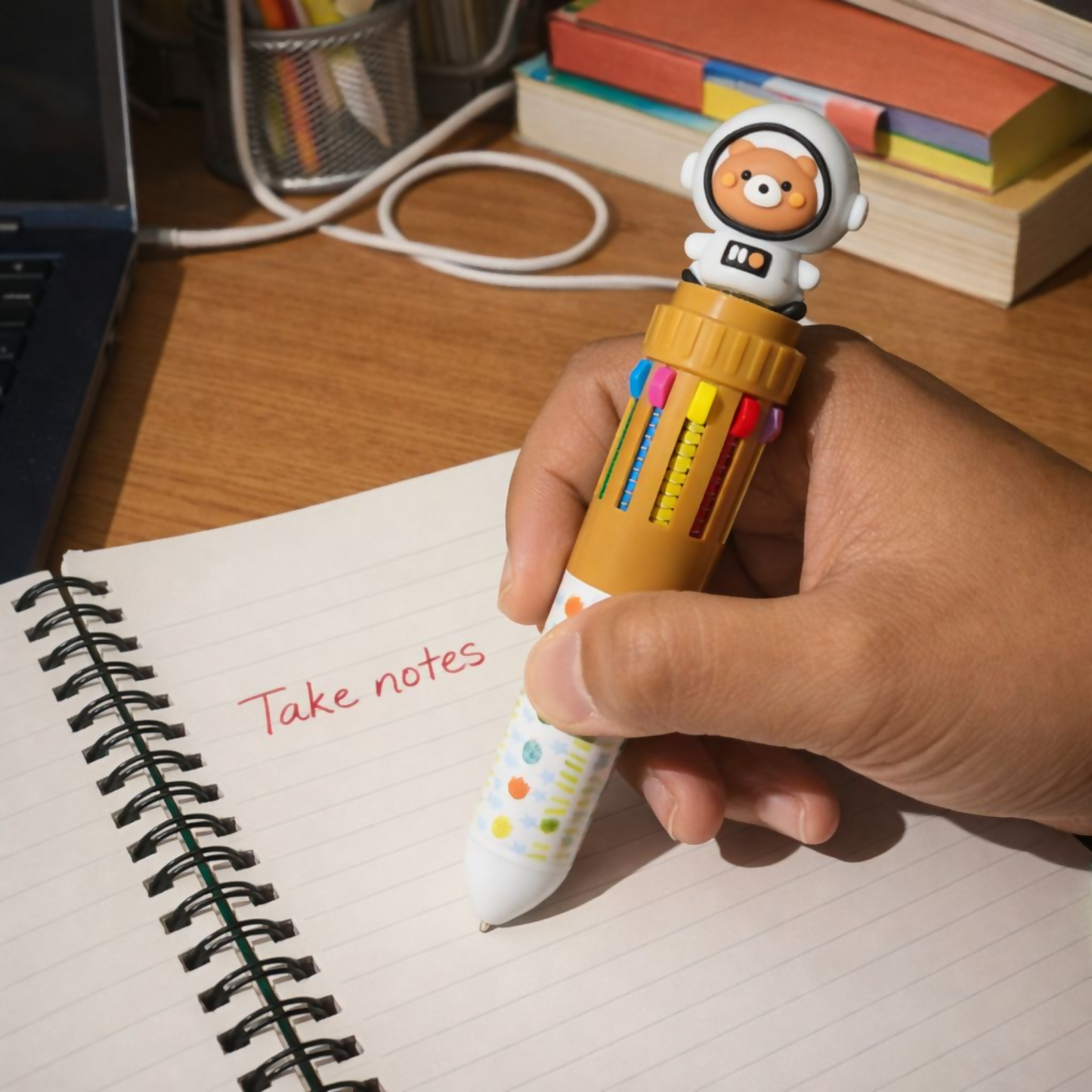 10-in-1 Multicolor Pen for Kids Panda & Bear Design Cute Writing Pen ( SET OF 3)