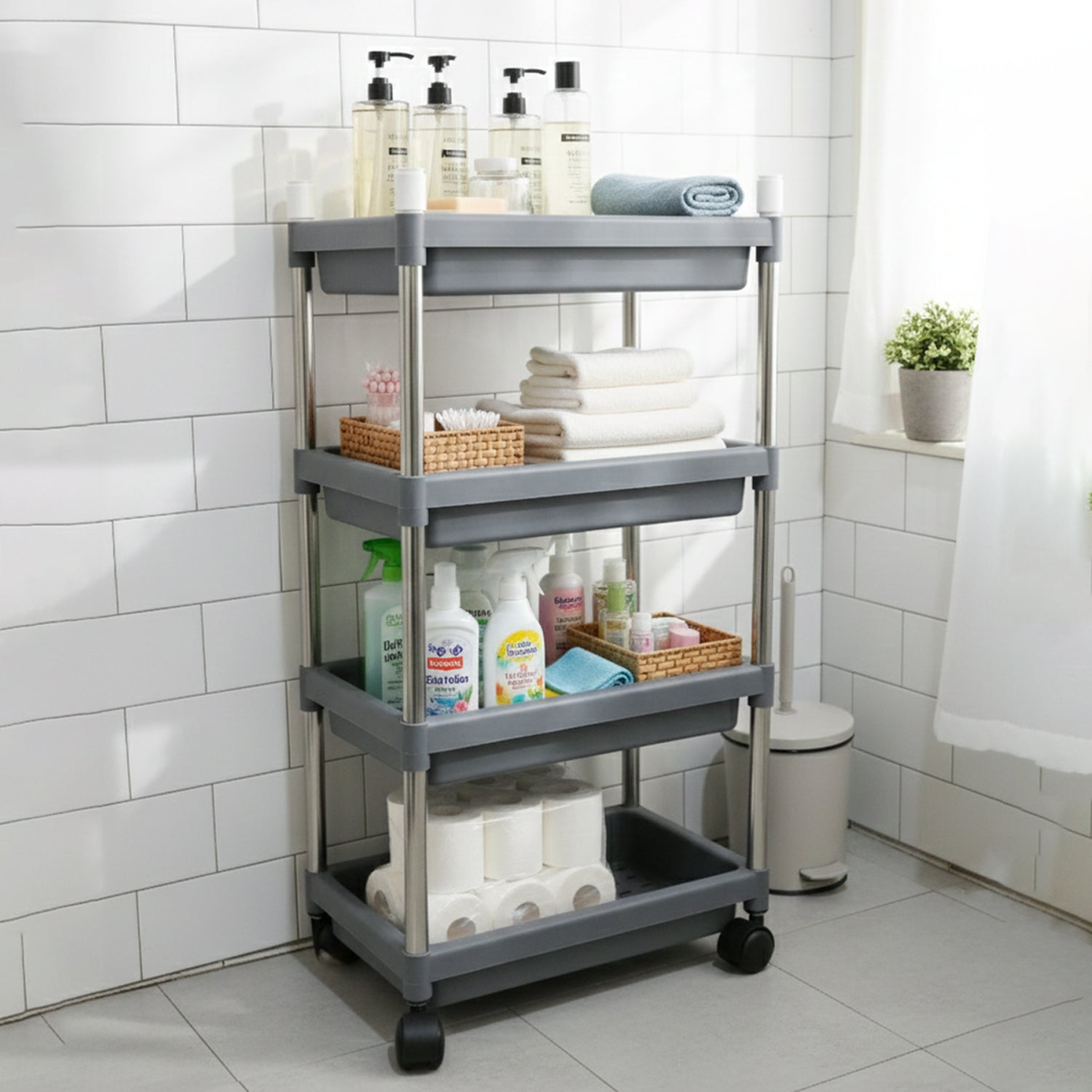 4-layer rolling storage cart with wheels