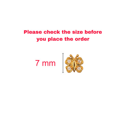 Gold Plated Butterfly Stud Earrings with Diamond-Cut Stones for Women & girls