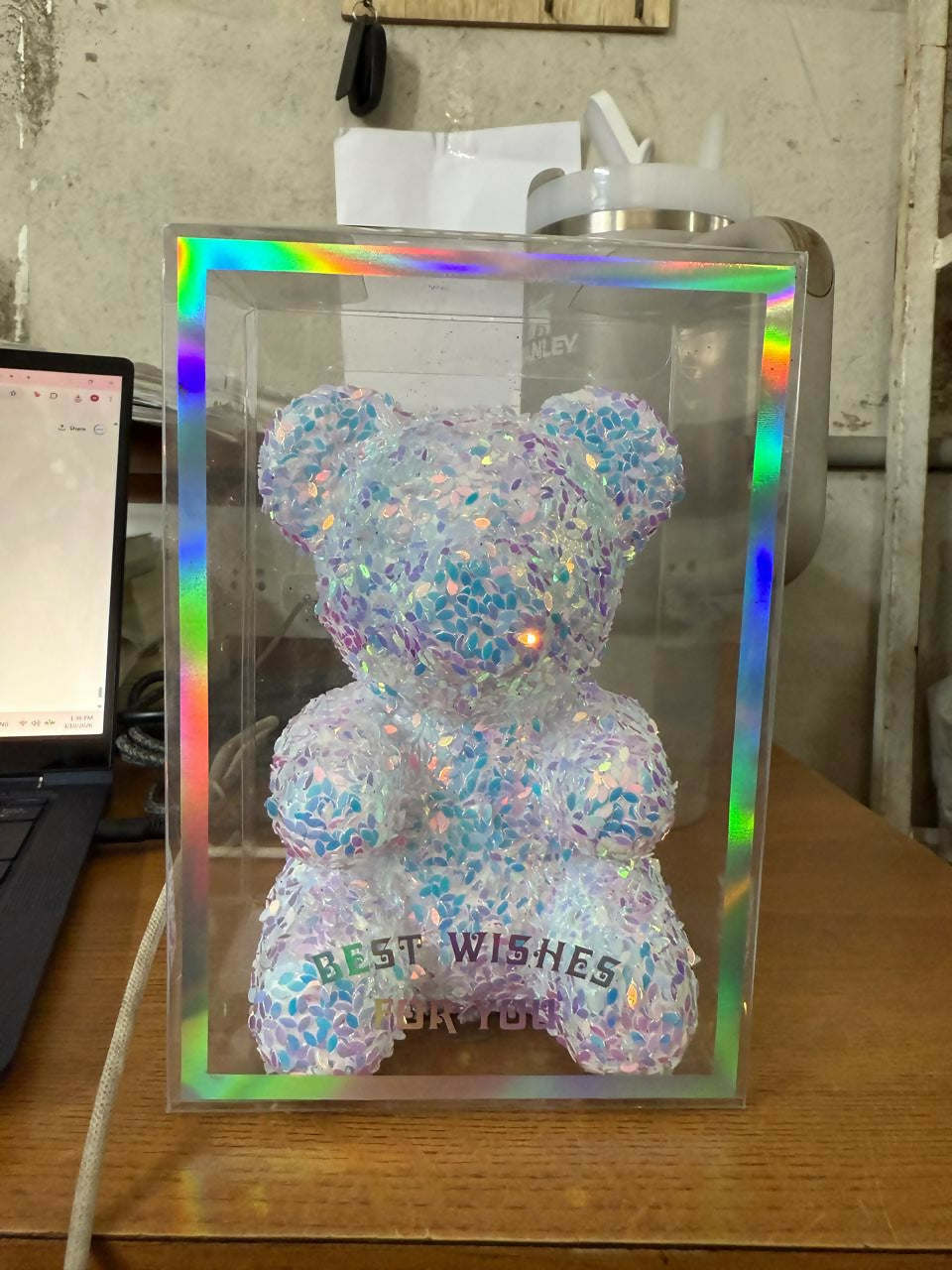 Crystal Glitter Teddy Bear Showpiece with Gift Display Box