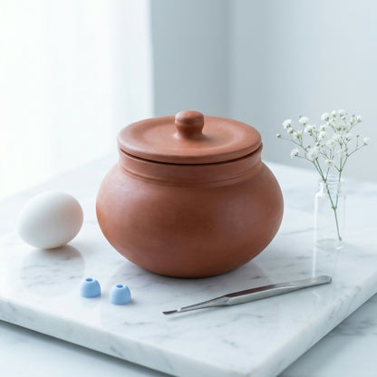 Top view of clay pot showing smooth interior for curd