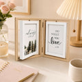 Wooden Double Photo Frame – Foldable Tabletop Display for 4x6 Photos