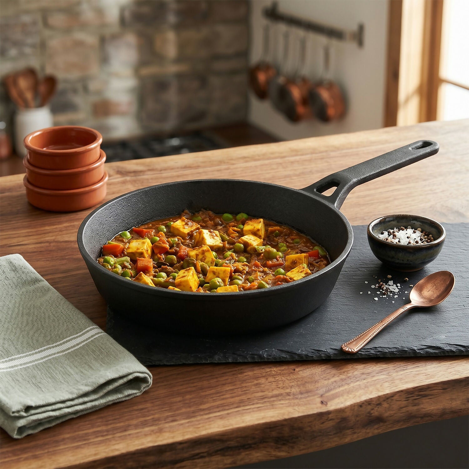 Cooking vegetables in cast iron skillet