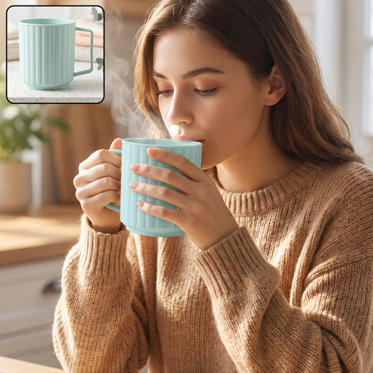 Unbreakable plastic drinking mug with handle for coffee and tea