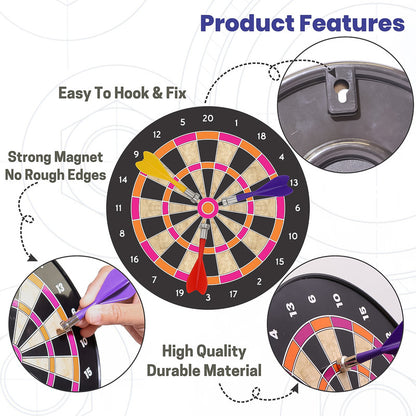 Aditi Magnetic Dart Board Game | Safe Indoor Dart Set with 6 Magnetic Darts