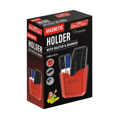 Officemate Magnetic Whiteboard Holder Set with Duster & 2 Refillable Whiteboard Markers