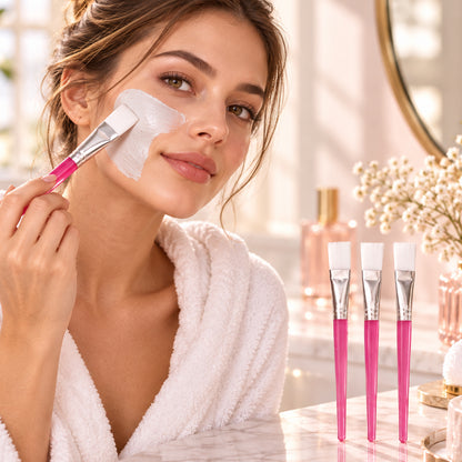 Flat Face Mask Brush Set for Even Skincare Application at Home and Salon (4 Pc)