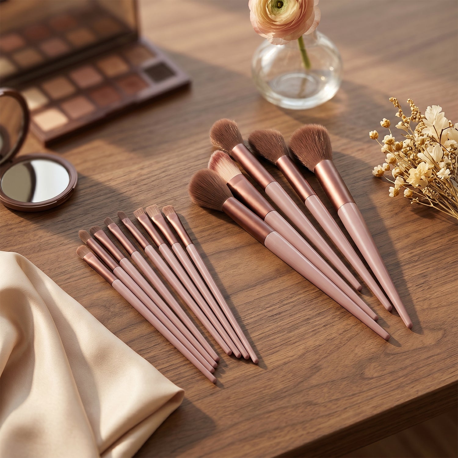Professional Makeup Brush Set with Pouch Soft Synthetic Bristles (13 Pc Set)