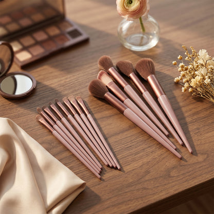 Professional Makeup Brush Set with Pouch Soft Synthetic Bristles (13 Pc Set)