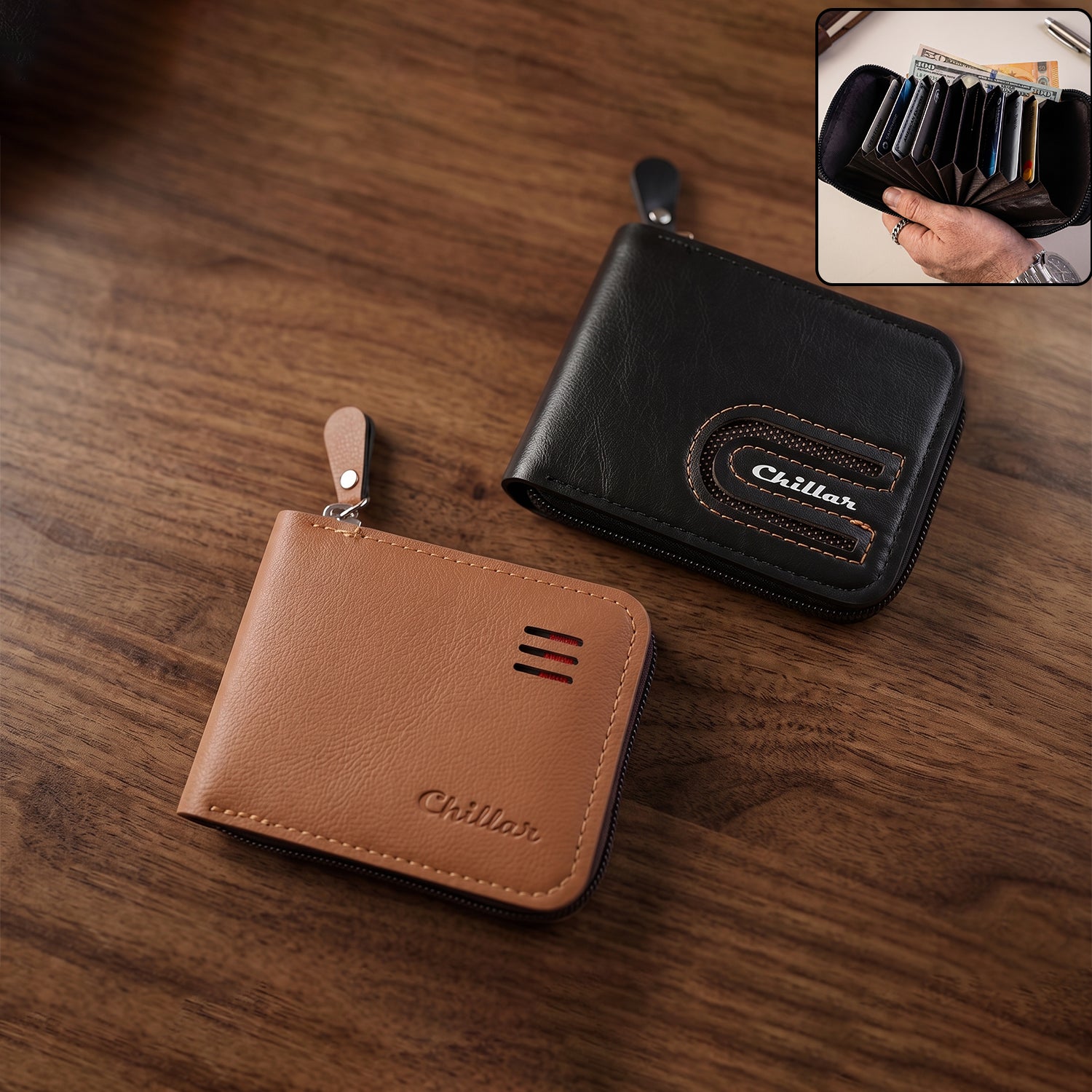 Premium Zip-Around Card Holder Wallet (1 Pc)