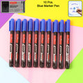 Blue Marker Pen Set – Permanent Multi-Surface 10 Pieces