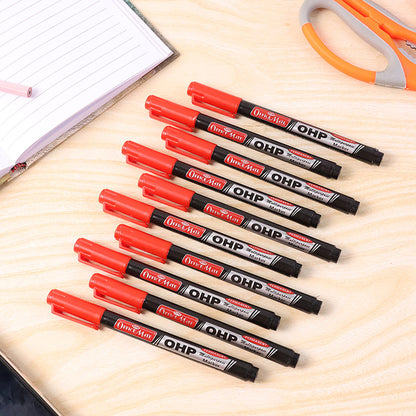 Soni Officamate OHP/CD DVD Red Marker Pen – 10 Pc Permanent Writing Set