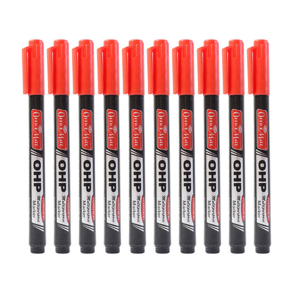 Soni Officamate OHP/CD DVD Red Marker Pen – 10 Pc Permanent Writing Set