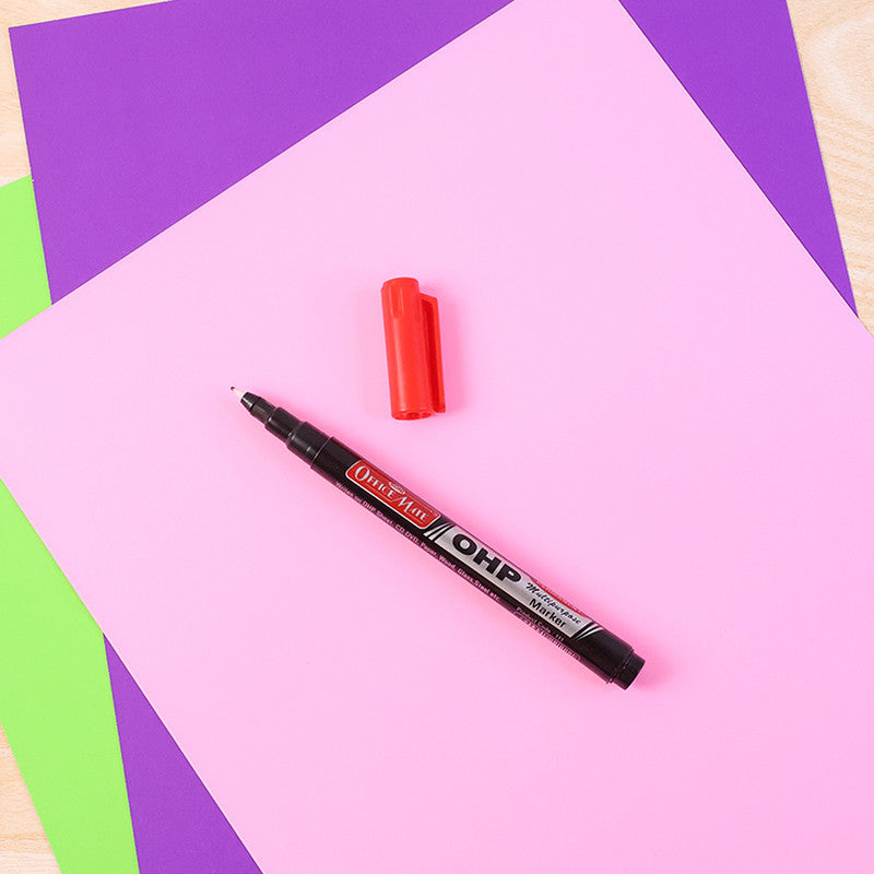 Soni Officamate OHP/CD DVD Red Marker Pen – 10 Pc Permanent Writing Set