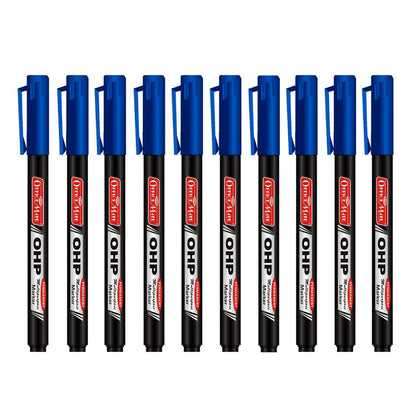 Soni Officamate OHP/CD DVD Blue Marker Pen – 10 Pc Permanent Multi-Surface Writing Set