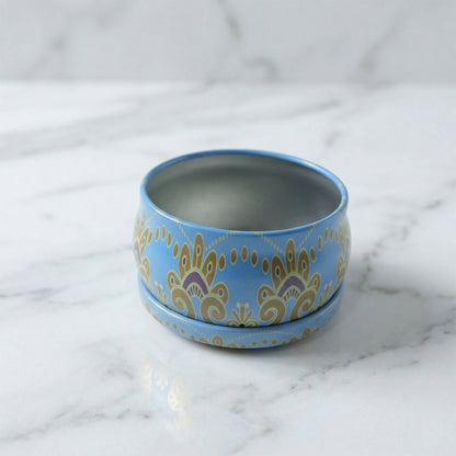 Mandala metal candle container side view
