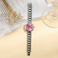 Luxury Pink Dial Women’s Silver Bracelet Analog Watch with Elegant Designer Chain Strap