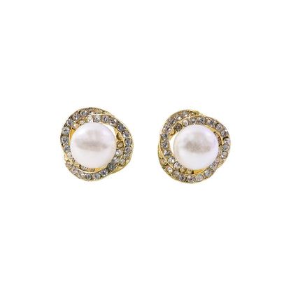 Korean Style Pearl Floral Stud Earrings for Women & Girls