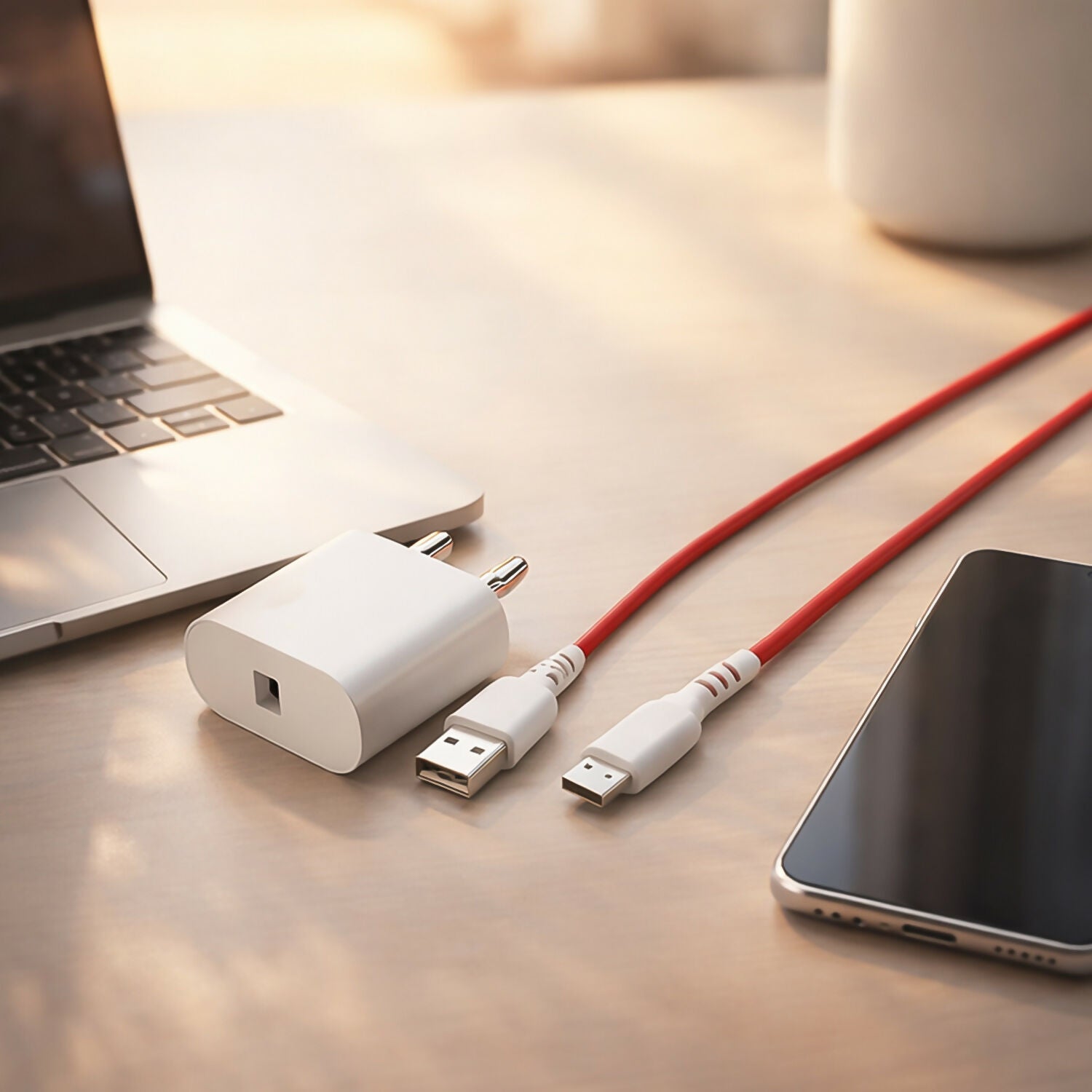 Lapcare USB Fast 20W Charging Adapter with USB to Type C Cable for Smartphones and Devices