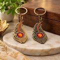 Peacock Feather Keychains with Sparkling Accents for Keys and Bag Charms (Pack Of 2)