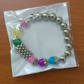 Multi Beads Bracelet – Stylish Silver Detailing & Stretch Band