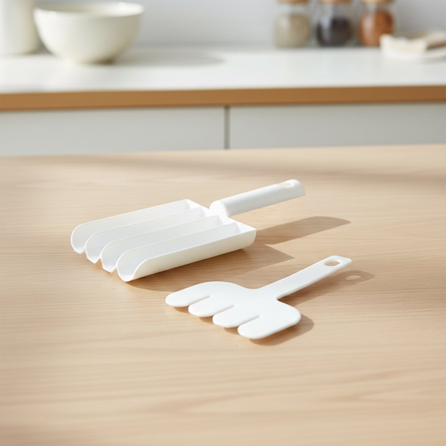 Close-up of manual meatball slicer and press