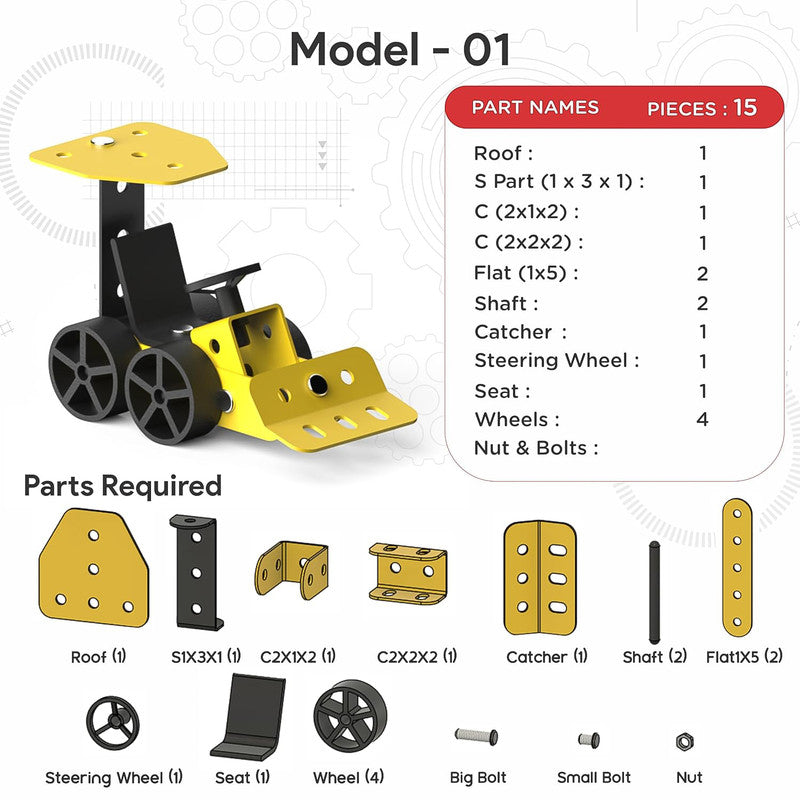 Aditi MechaTrix 23-Piece DIY STEM Building Kit – 5 Model Vehicle Construction Set