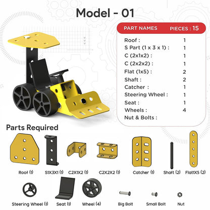 Aditi MechaTrix 23-Piece DIY STEM Building Kit – 5 Model Vehicle Construction Set