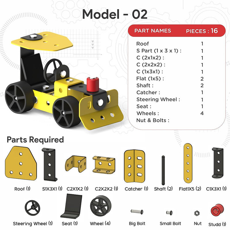 Aditi MechaTrix 23-Piece DIY STEM Building Kit – 5 Model Vehicle Construction Set