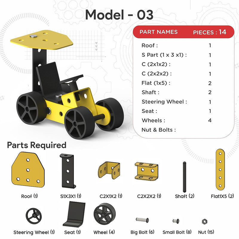 Aditi MechaTrix 23-Piece DIY STEM Building Kit – 5 Model Vehicle Construction Set