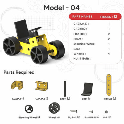 Aditi MechaTrix 23-Piece DIY STEM Building Kit – 5 Model Vehicle Construction Set