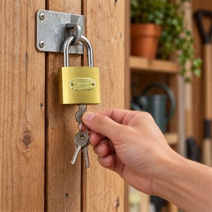 Close-up of solid imitation copper lock.