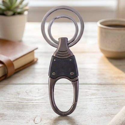 Premium Dual Ring Metal Key Holder with Rotating Swivel (1 Pc)