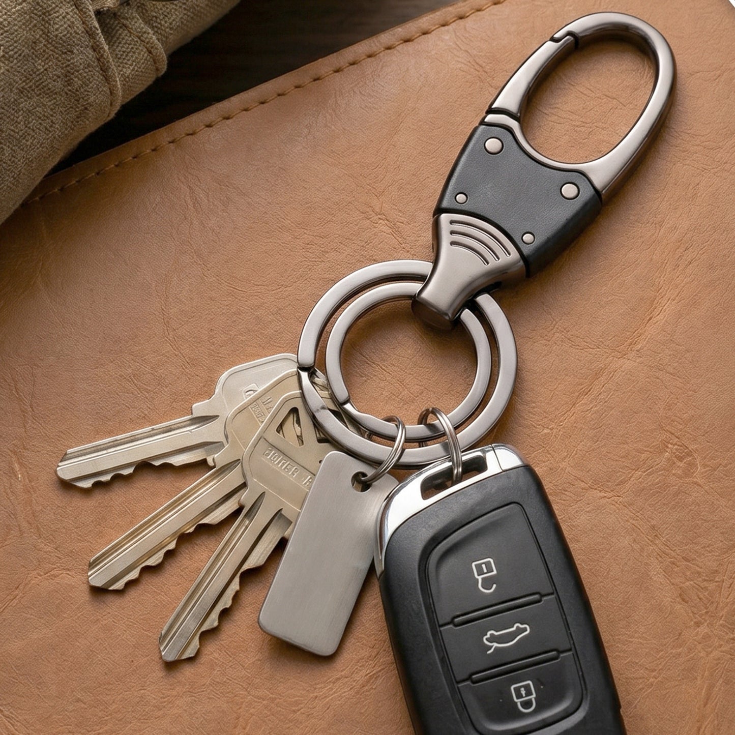 Premium Dual Ring Metal Key Holder with Rotating Swivel (1 Pc)