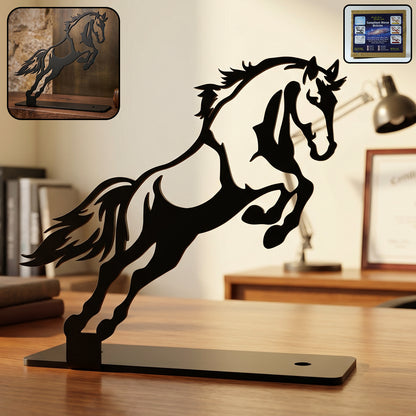 stylish black metal horse sculpture