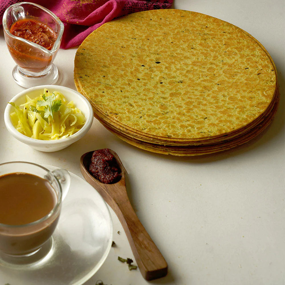 Crispy Khakhra crackers displayed, ideal for a light and flavourful snack.