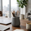 Wooden Pen Holder – Modern Grey MDF Desk Organizer for Office
