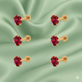 Gold plated Ruby Stud Earrings Round Cut Solitaire Piercing Combo Pack of 6