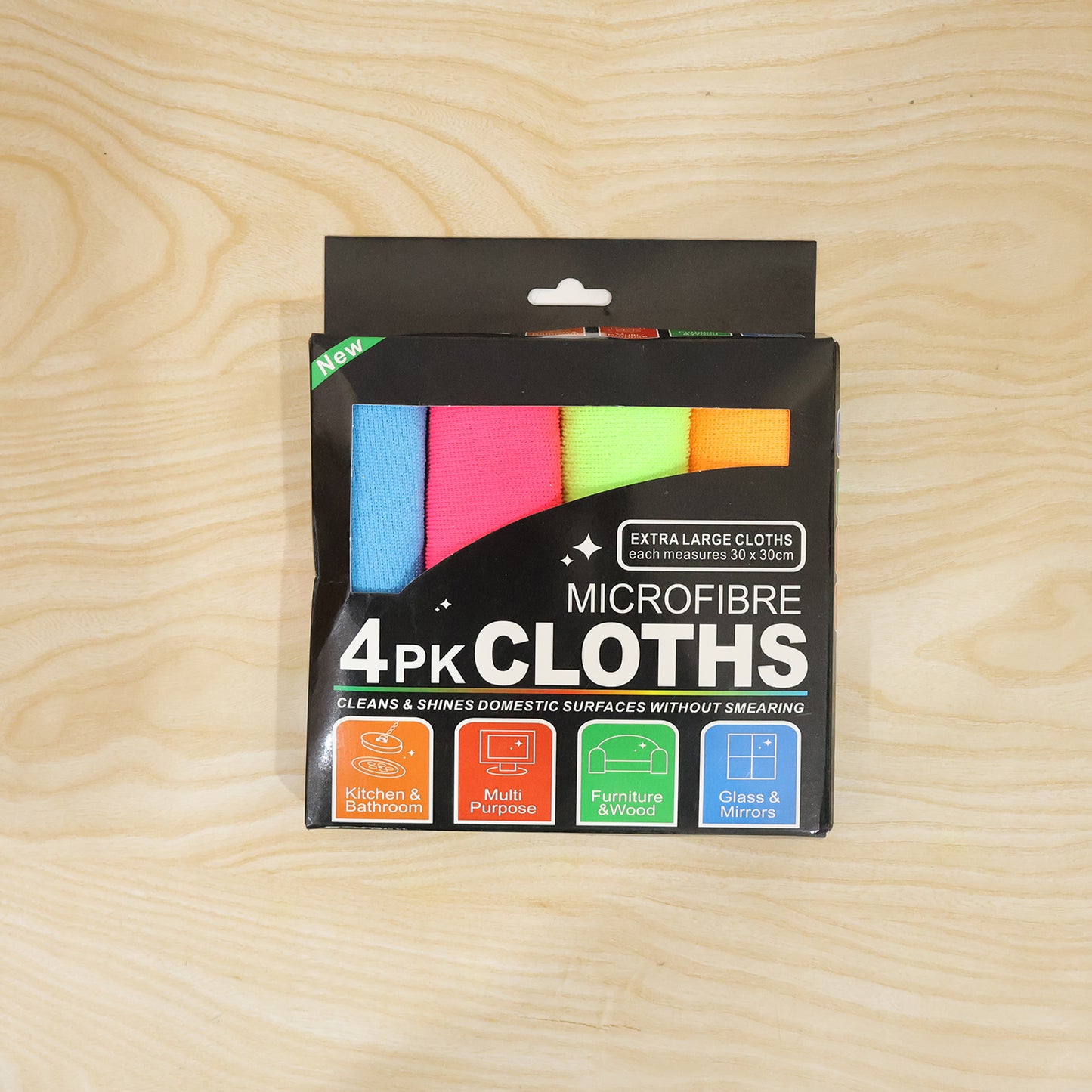 Microfibre Cleaning Cloth Set 30x30 cm for Home Kitchen and Glass (4 Pc Set)