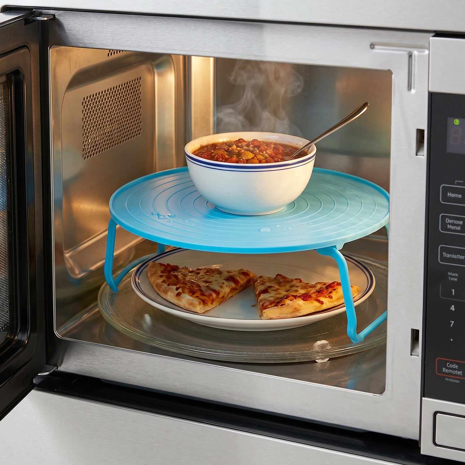 Elevated spacer tray for microwave cooking