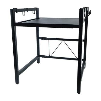 Adjustable Microwave Oven Storage Rack Metal Kitchen Shelf with Hooks (1 Pc)