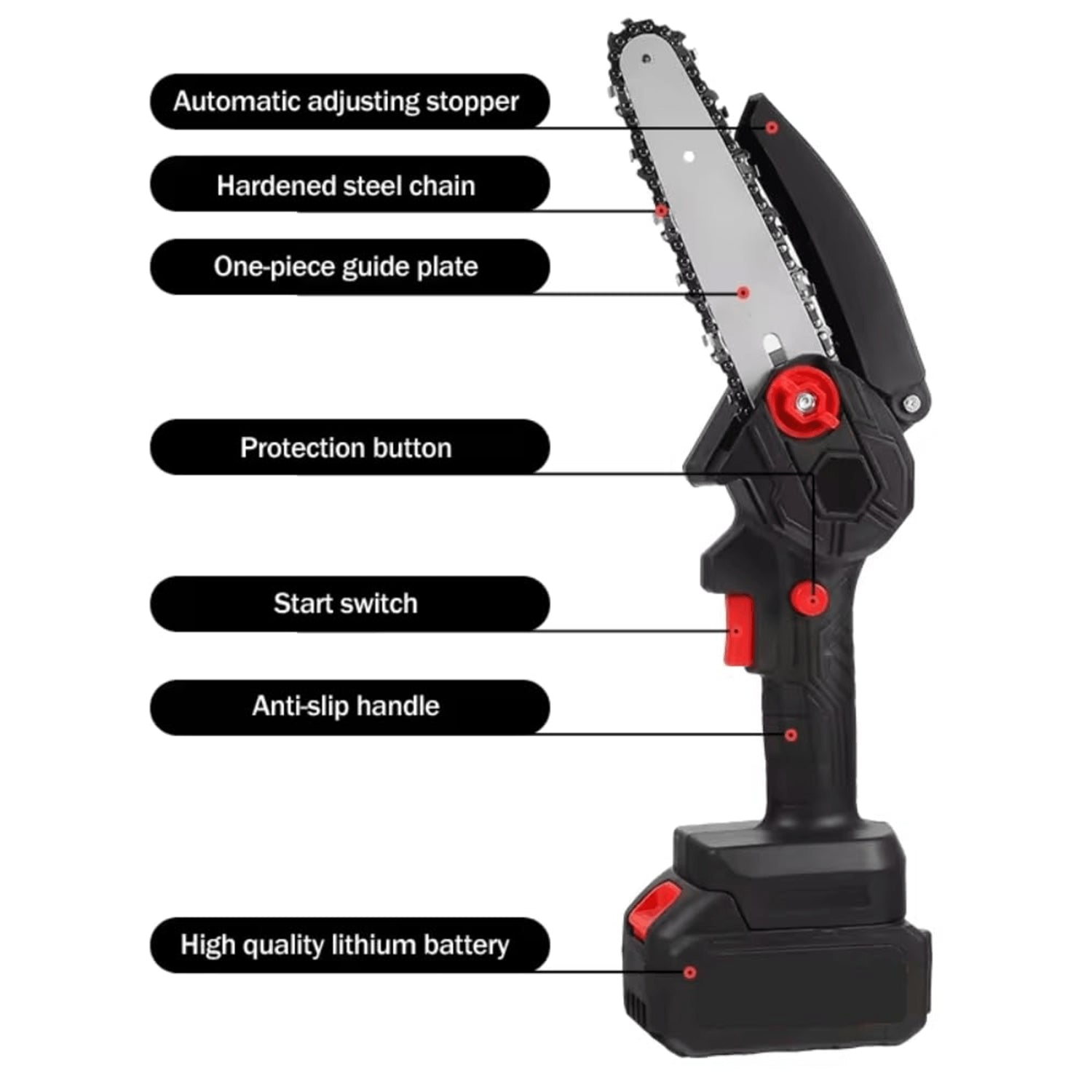 Cordless Mini Electric Chainsaw with Rechargeable Battery (1 Set)