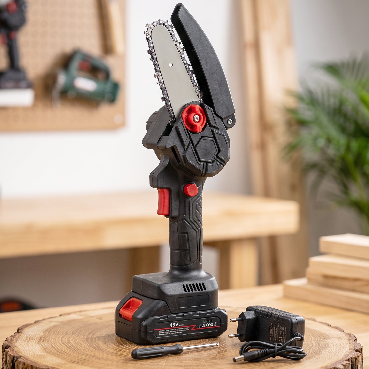 Cordless chainsaw battery charger set