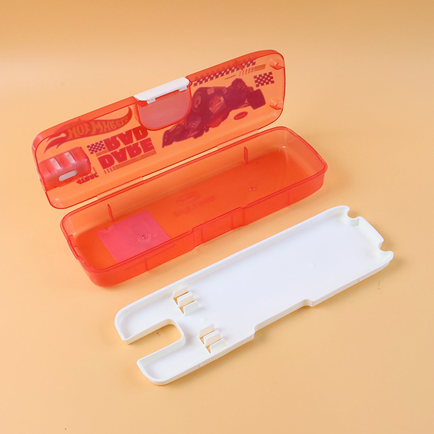 Plastic Pencil Box with LED Light & Cartoon Print (1 Pc)