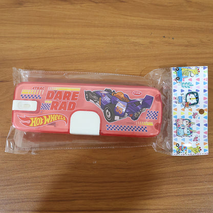 Plastic Pencil Box with LED Light & Cartoon Print (1 Pc)