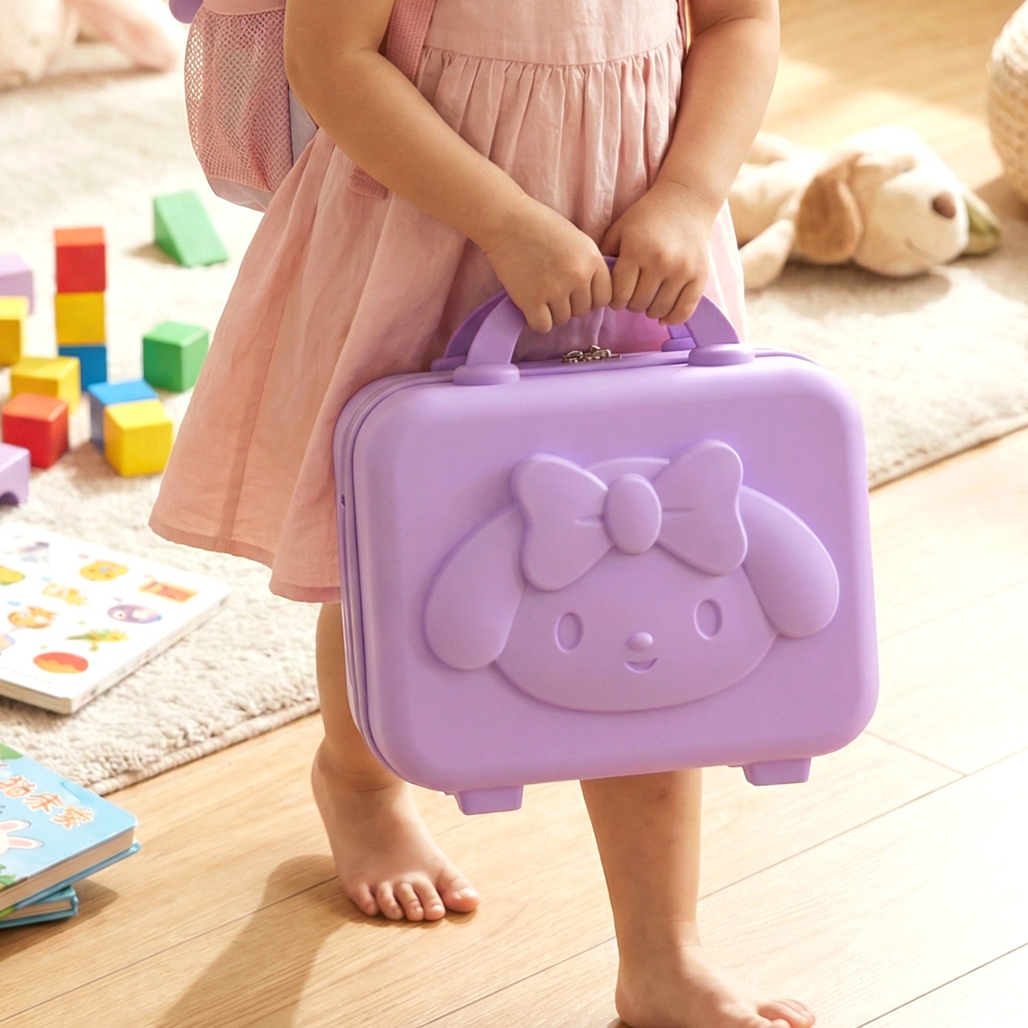 Open Kids Bear-Shaped Carry Case showing interior compartments