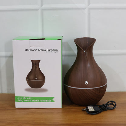 Mini Wooden Vase Pot Diffuser Cool Mist Atomization Humidifier (1 Pc)