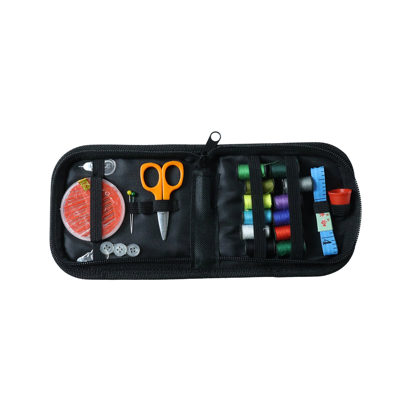 compact travel sewing set in case