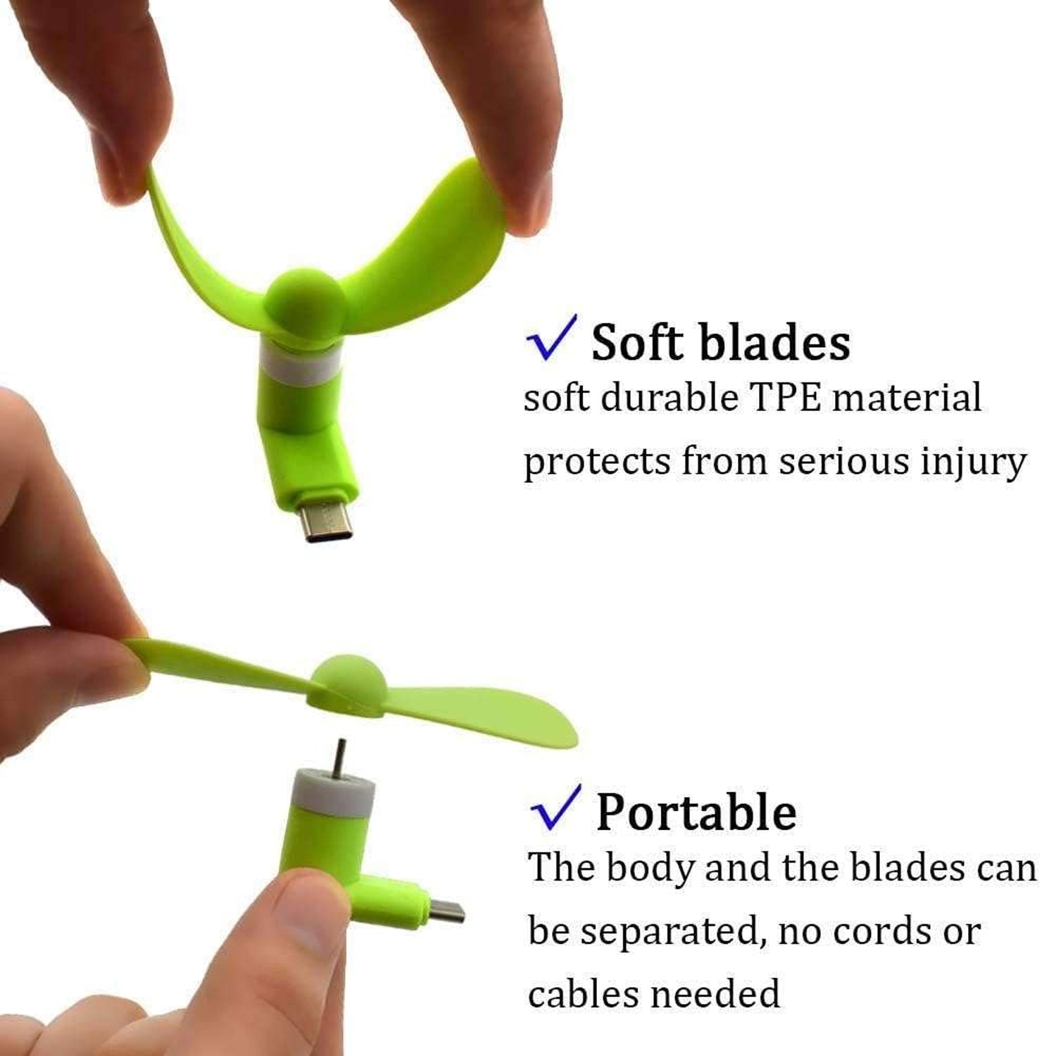 Mini USB Fan Portable Mobile Phone Plug In Cooling Fan Soft Blades (1 Pc)